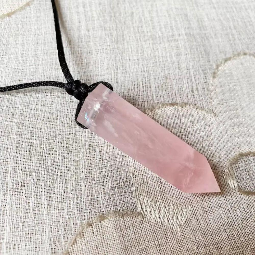 Waxed Cotton Cord Natural Crystal Necklace Adjustable Rope Stone Pendant Jewelry Gift