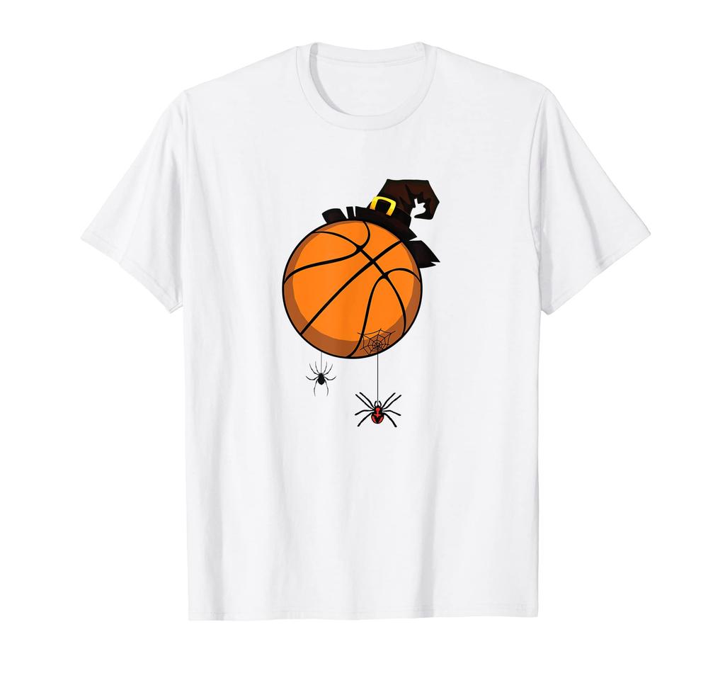 Basketball Halloween Costume Witch Hat Spiders Apparel Gifts T-Shirt