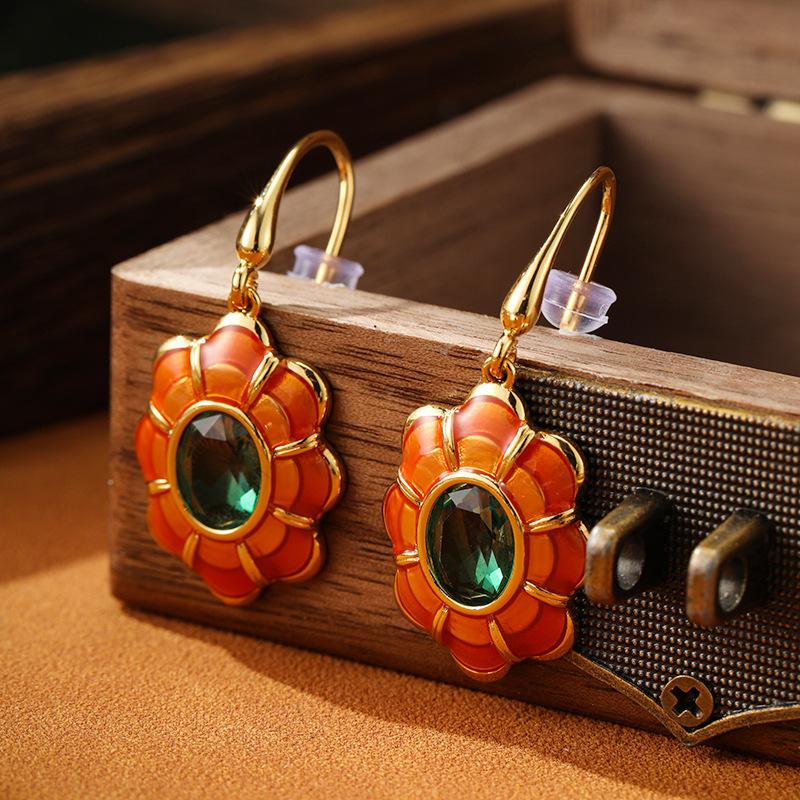

Medieval Palace Style Water Drop Glazed Tassel Retro Earrings Long Luxury New Women s Medieval Earrings
