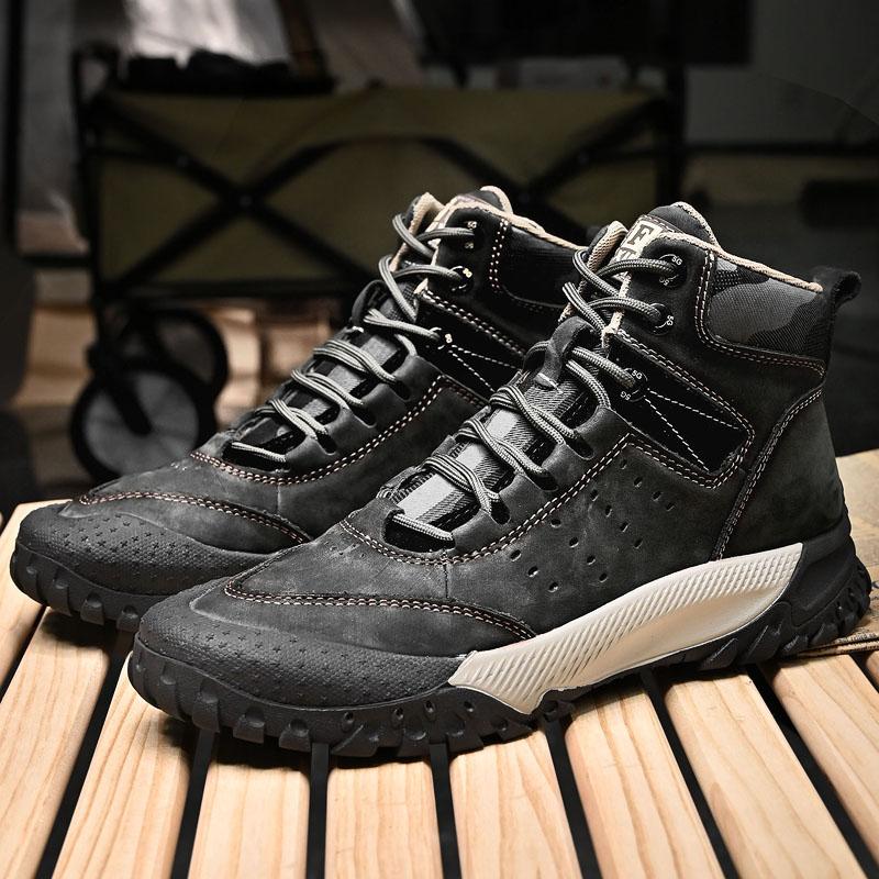 Fashion Luxury Brand Men Handmade Designer Winter Flat Outdoor Shoe Genuine Leather Men Antiskid Snow Ankle Boots New Work Walking Shoes