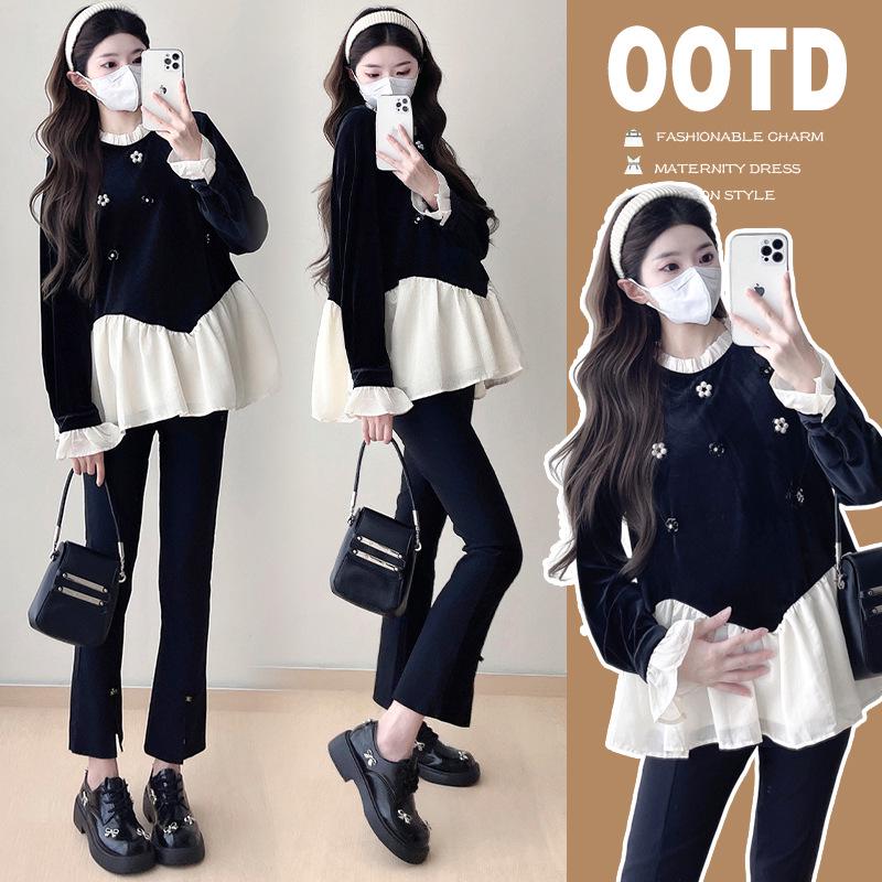 

Spring 2026: Elegant Velvet Top & Tummy Support Pants Set M