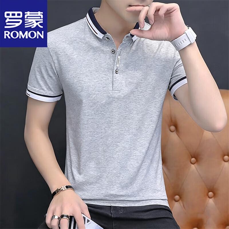 ROMON Men s Short Sleeve Business Casual Polo Shirt M