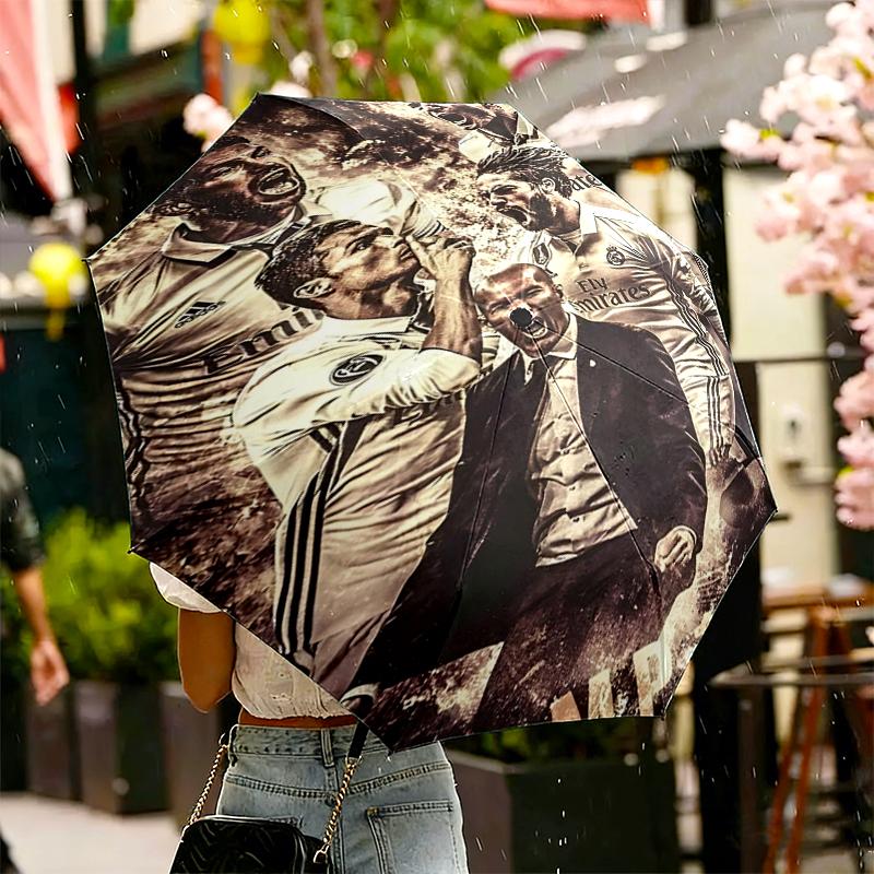 Football team Madrid Print Umbrella Automatic Opening/ Closing - Portable Foldable Design - Daily use for Travel/Outdoor - Gift for Birthday