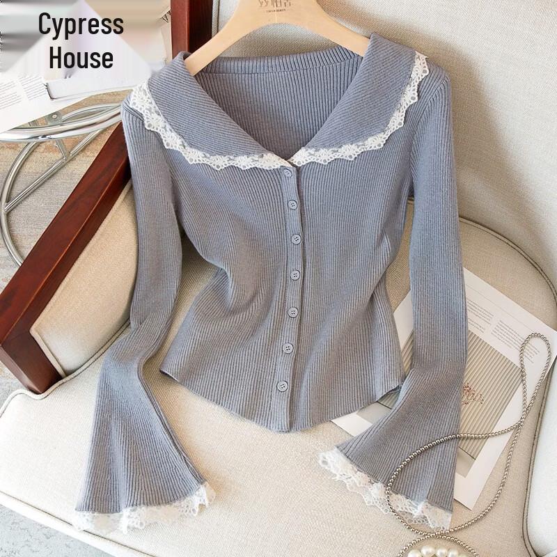 Women s Elegant Slim Fit Lapel Knit Top One Size