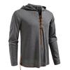 Men's Lace-Up Hooded T-Shirt Casual Retro Top for Men Spring Autumn Fashion Adjustable Sleeve Multi-Color Male Blouse