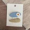 2 Stuks Meisjes Haarspeld Kat Bloem Geruit Ontwerp Omwikkeld met Stof Haarclips Borduurwerk Stof Splicing Haarspelden Lente Zomer Haaraccessoires
