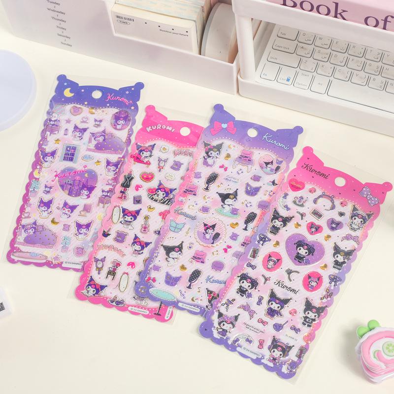 Kuromi 3D Crystal Stickers: Cute Sanrio Stereoscopic Planner Decorations