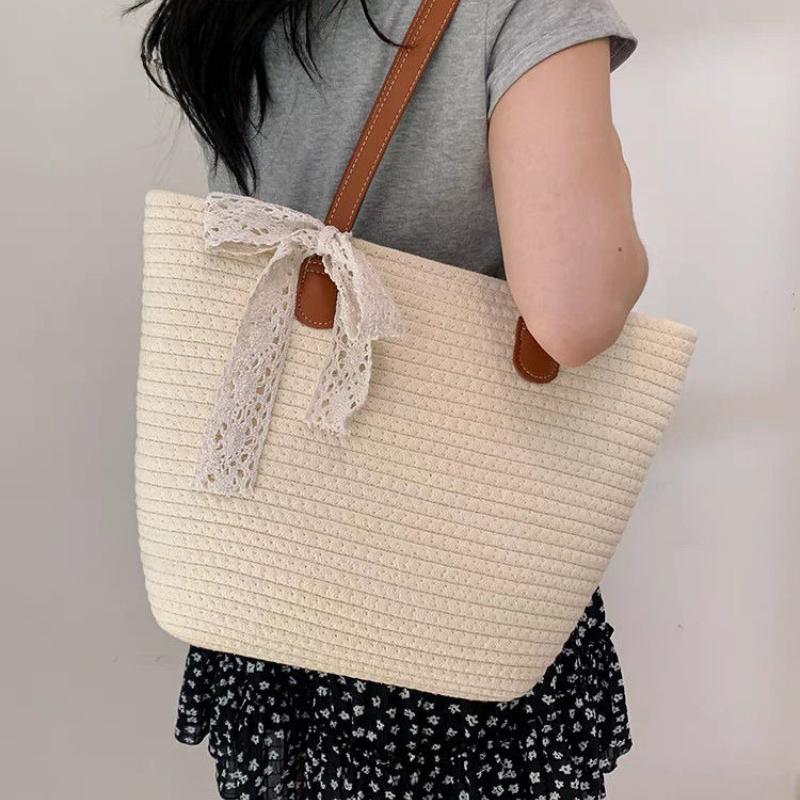 Handwoven Summer Beach Shoulder Tote Bag - Large Capacity Commuter Woven Bag for Women