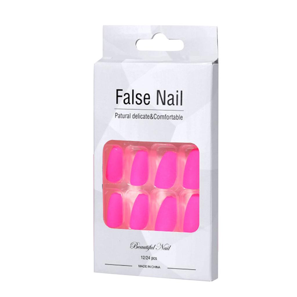 24 Pieces Of Fluorescent -shaped Adhesive Color Removable False Nails