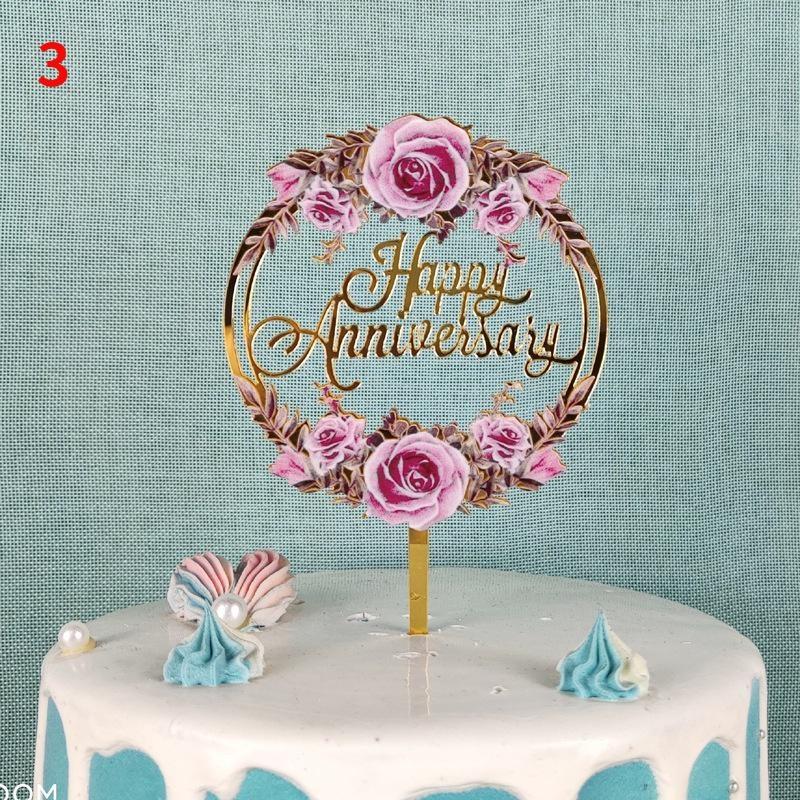 1pc Cake Decorations Happy Birthday Acrylic Cake Insert Toppers for Mitzvah Wedding Anniversary Cake Decor