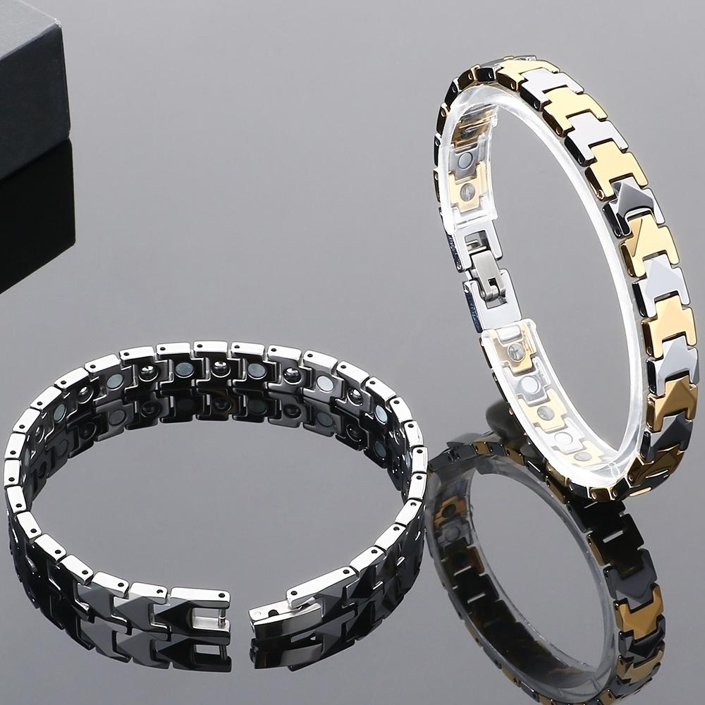 Pánský zdravotní náramek Silný magnetický a Germaniový kámen Kulky Styl Wolframová ocel Článkový řetízek Náramky pro muže Šperky Žena