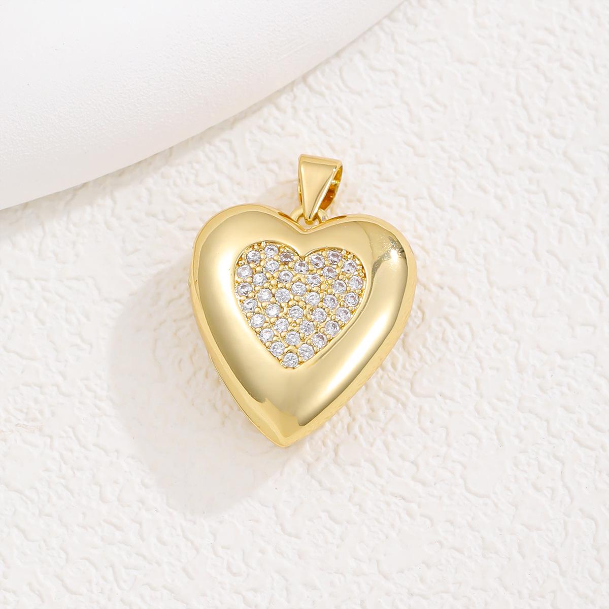 European Gold Moon and Heart Pendant Necklace with Virgin Mary Design Pendant Only