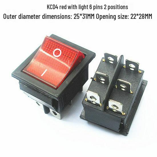 KCD4 Rocker Switch: 4/6 Pins, 2/3 Positions, Illuminated, 25x31mm, 16A 250V Power Button