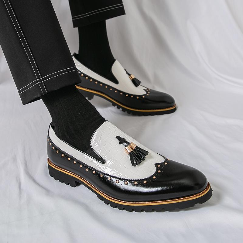 Fashion Fashion Leather Casual Shoes for Men Comfortable Slip on Tassel Loafers Shoes Men British Style Leather Men Business Dress Shoes