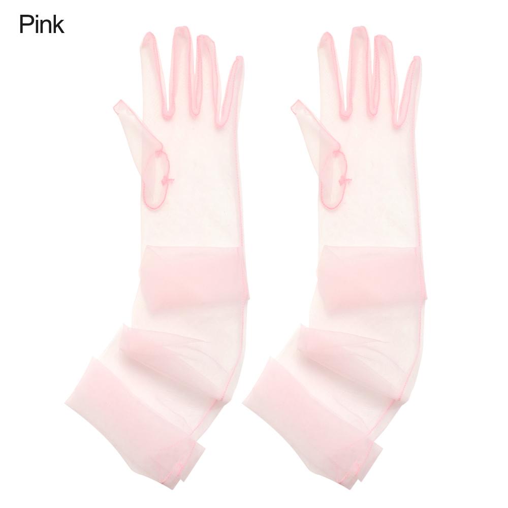 Women Sexy Lace Gloves White Mesh Tulle Gloves Lady Summer Sunscreen Mittens For Lady Driving Gloves Thin Elbow Long Gloves