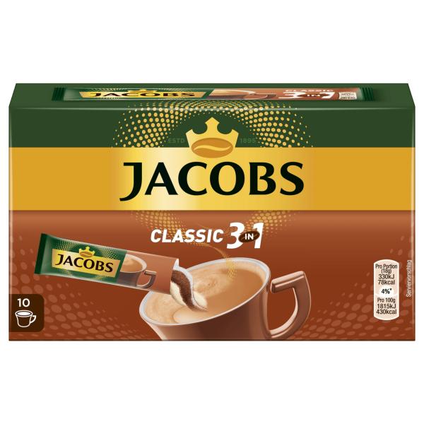 

Растворимый кофе Jacobs 3in1 в стиках 10 упаковок