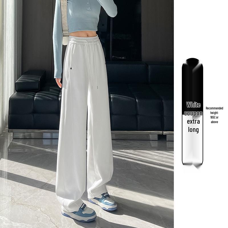 Women's 2025 High-Waisted Draping Petit Banana Sweatpants - Casual Straight Leg