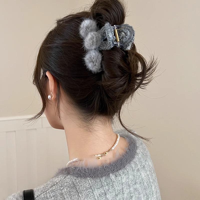 Clipsuri de păr de pluș pentru femei, clipsuri de prindere din blană, clipsuri de păr pentru partea din spate a capului, clipsuri tip shark, clipsuri de păr de toamnă și iarnă, accesorii de cap