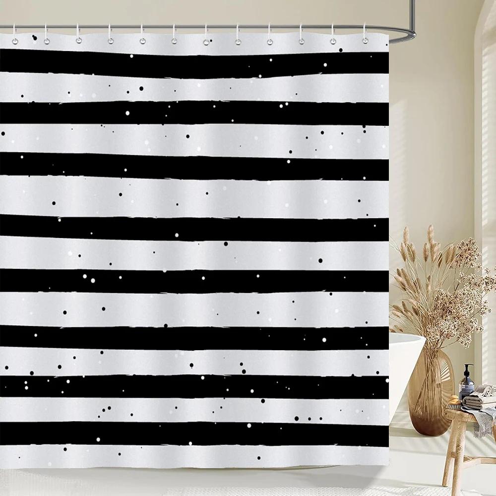1 pc Geometric Shower Curtain Home Bathroom Decoration Printing Polyester Fabric Modern Simple Bath Curtains With Hooks