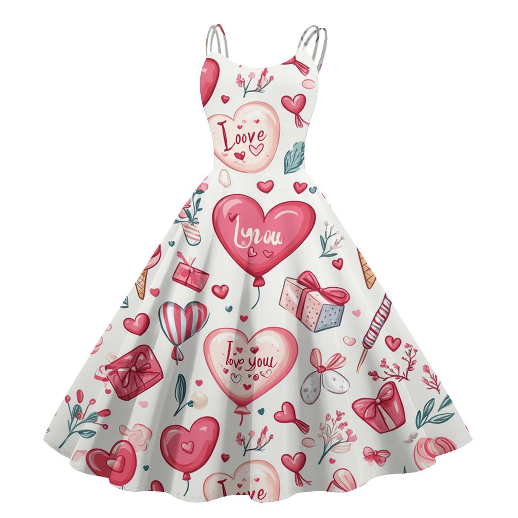 Women's Print Sexy Off-The-Shoulder Punk Vintage Dress