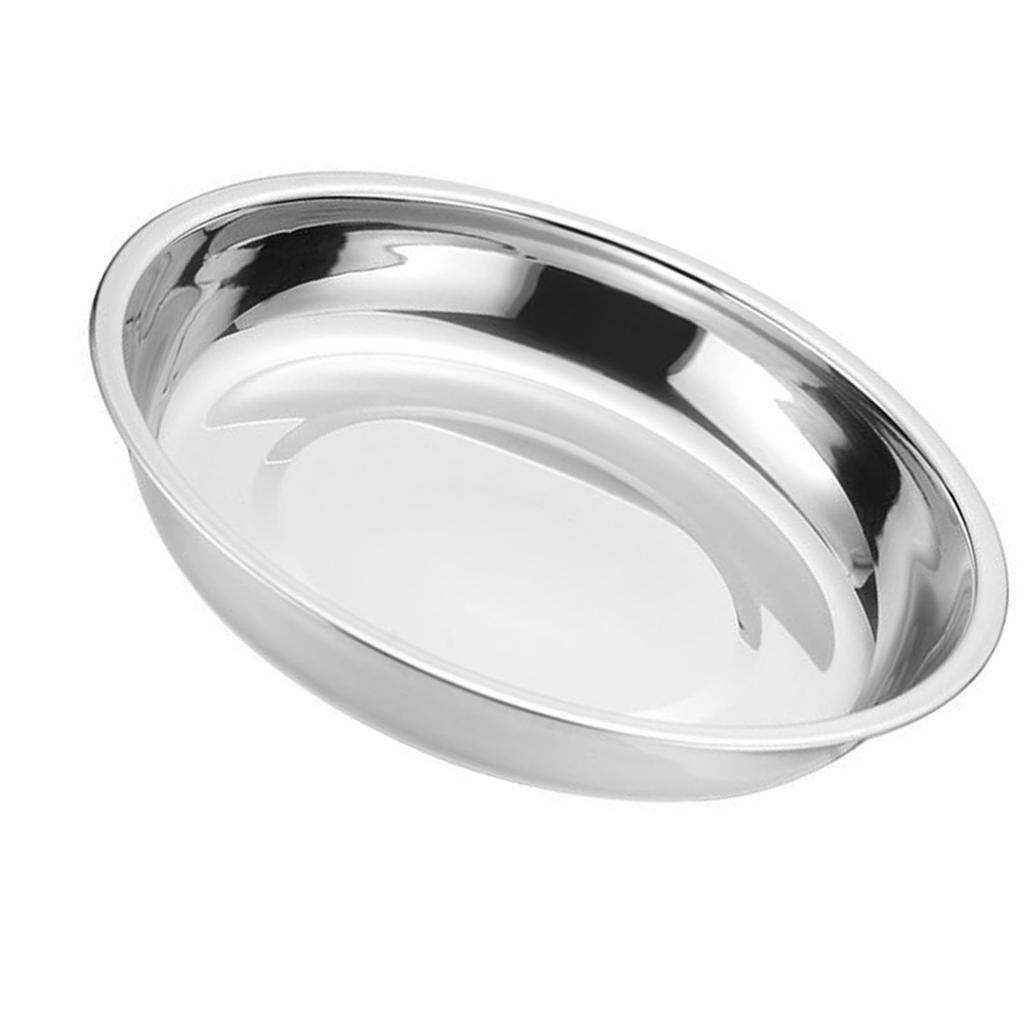 Metal Dinner Plates 304 Stainless Steel Round Camping Plates Thickened Soup Plate Tableware Tool S (16cm)