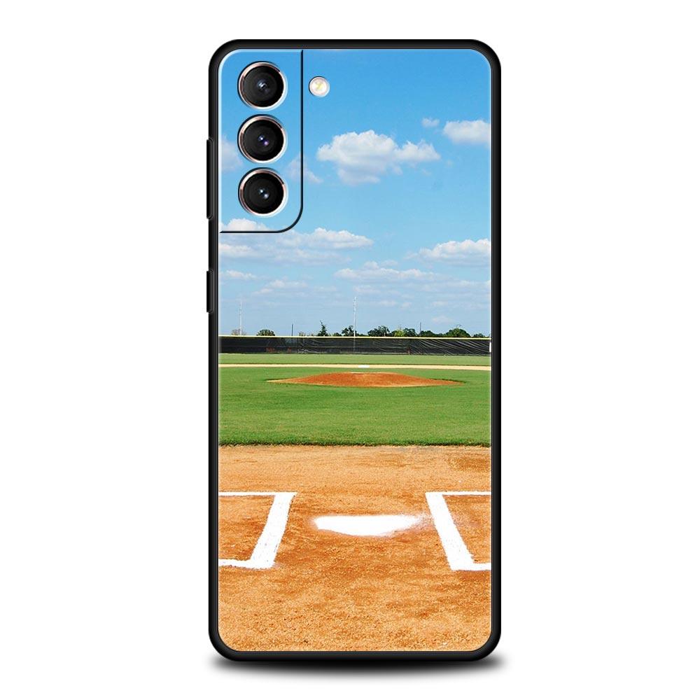 Soft TPU Phone Case For Samsung Galaxy S25 S24 S23 S22 S21 Ultra S20 FE 5G S10 S10E Plus Baseball Black Cover