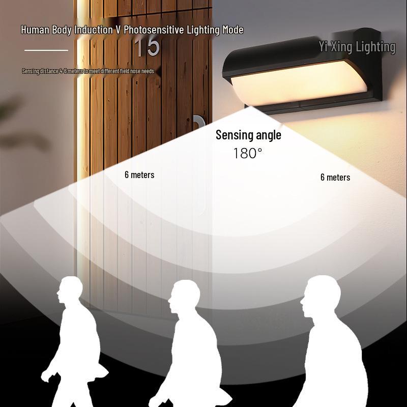 Waterproof Outdoor Wall Light with Sensor for Courtyard, Villa Entrance, Terrace, or Balcony