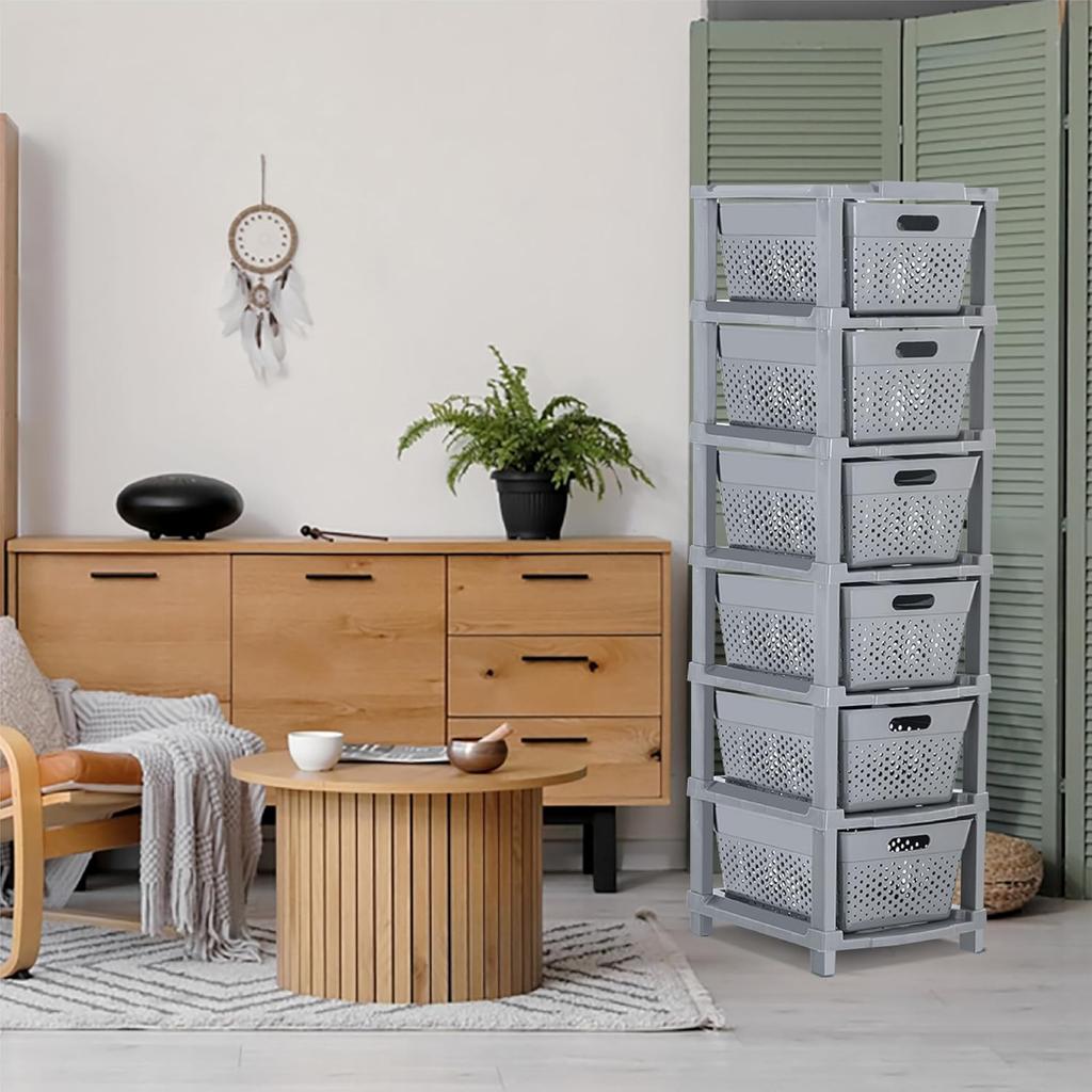 6-Tier Plastic Storage Cabinet Organizer/Modular Plastic Drawer System for Home, Office, Hospital, Parlor, School, Doctors, and Kids' Rooms