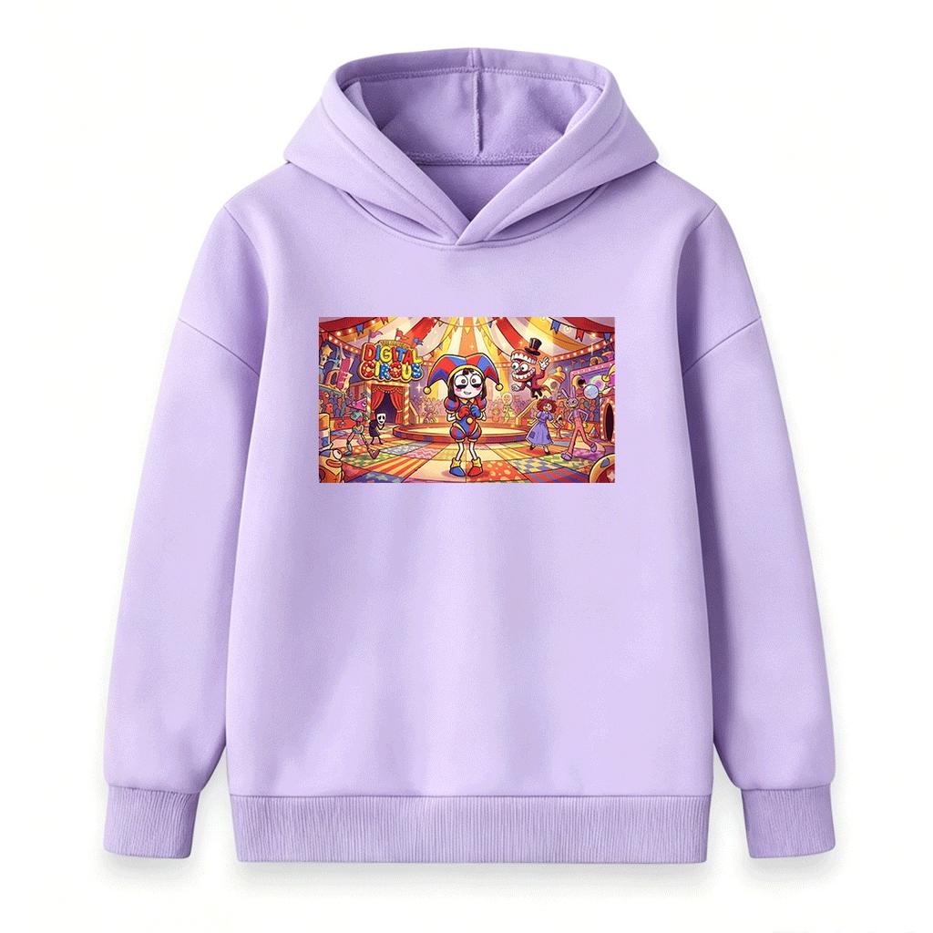 Kids Boys Girls Hoodie Sweatshirt, Cartoon Digital Circus Print Casual Pullover Top for Children Daily Wear