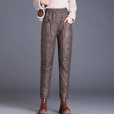Winter Warm Down Cotton Pants Female Loose Pocket Thicken Woman Pants High Waist Casual Cotton Pants