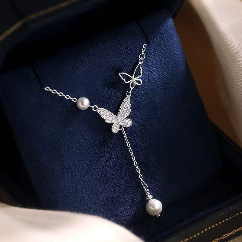 2024 High-End 925 Sterling Silver Butterfly Clavicle Necklace for Women - Elegant, Light Luxury Style