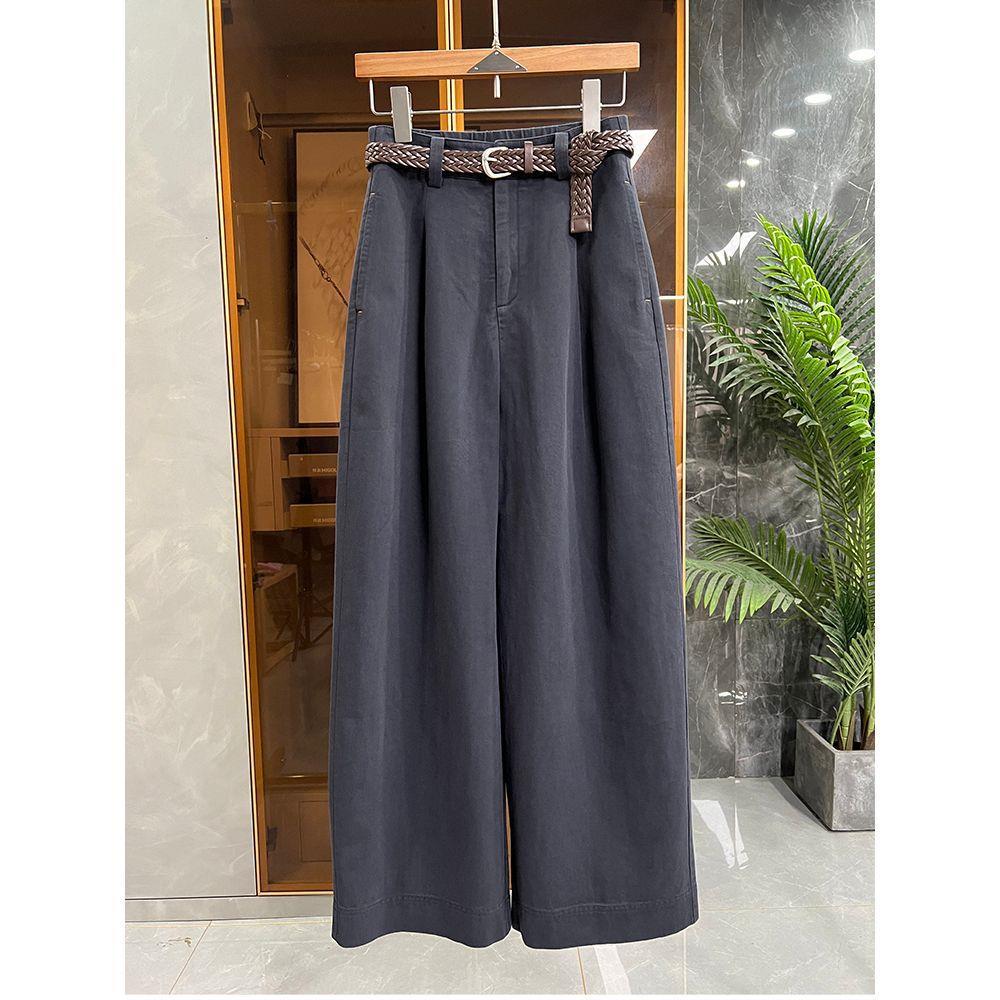 Chic Retro Wide-Leg Pants for Women - Summer Plus Size Cotton Linen, Slimming & Flaw Concealing, Solid Color.