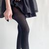 Women's Gray Sheer Thin Leggings - Spring/Summer Solid Color Cotton Knit Tights