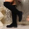 Fashion 2024 Winter High Quality Women's Boots New Fashion Round Toe Solid Color Square Heel Suede Lace Up Women's High Fashion Boots