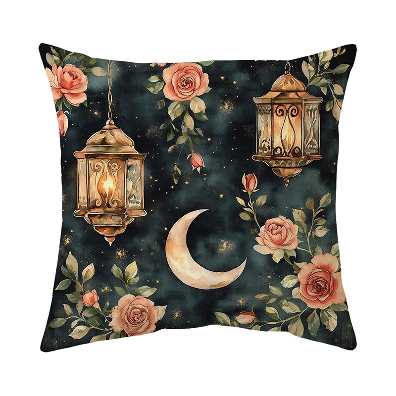 

Golden Moon Print Pillow Cover Super Soft Short Plush Retro Home Sofa Decorative Cushion Cover 45 * 45Cm (without pillow core)