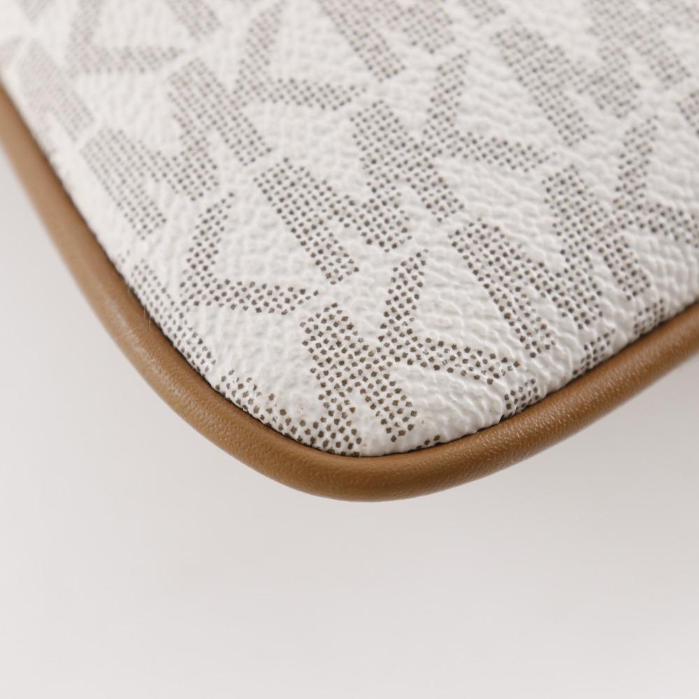 Michael Kors Connie Shoulder Bag Signature White/Brown PVC Women Used