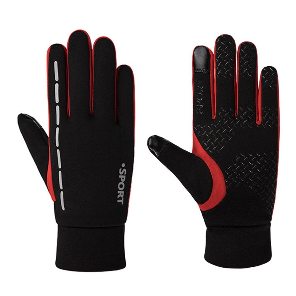 Reflective Strip Thermal Gloves Women and Men Winter Full Finger Climbing Mountain Riding Outdoor Sports Bicycle Velvet Gloves