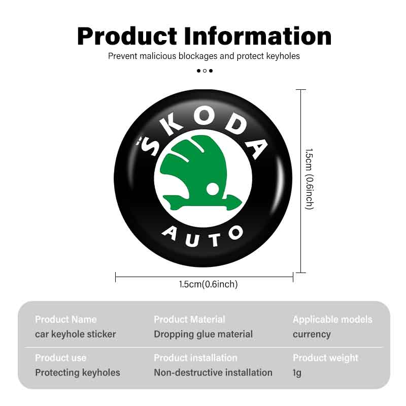 VAN4 For Skoda Car Door Keyhole Sticker Lock Protector Lock Core Decal Accessories octavia a5 a4 mk1 2 fabia superb rapid mk3 yeti