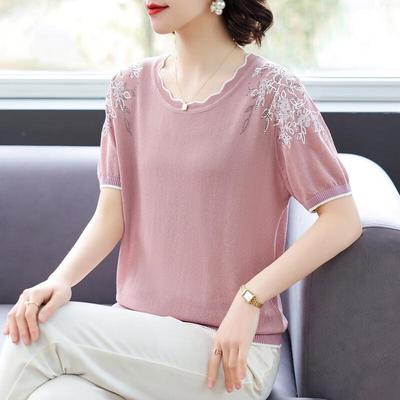 T-shirt da donna a maniche corte in seta di ghiaccio