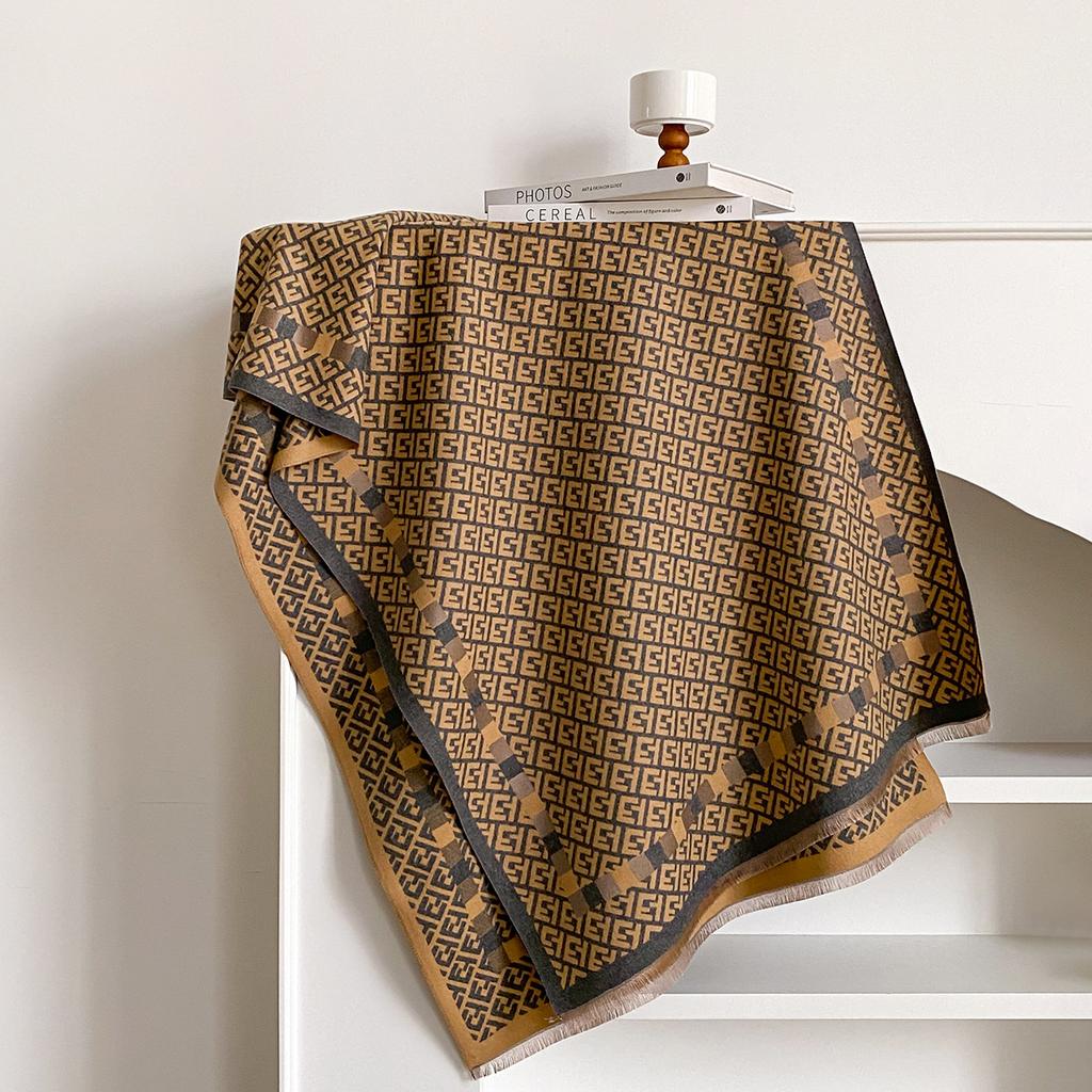Doppelzweck-Imitationskaschmirschal, warm für klimatisierte Räume, modisches Plaid-Spleiß-Tuch, verdickter warmer Schal für Herbst und Winter