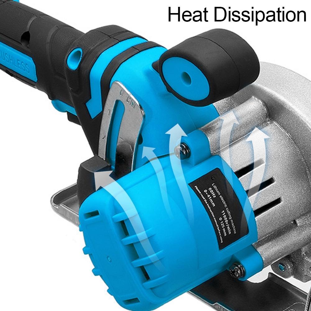 1800W 125MM Electric Cordless Brushless Circular Saw Auxiliary Handle Household Woodworking Tools for 18V Battery