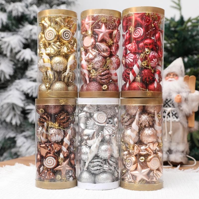 31Pcs Christmas Celebration Baubles Tree Decorations Colorful Shatterproof Baubles Stylish Festives Home Embellishment