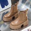 9cm Ultra-high Heels Women's Platform Boots British Style Women Chelsea Boots High Quality Leather Plush Women Ankle Boots Botas