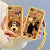 KEYSION Shockproof Case for iPhone SE 2020 2022 with Lanyard Soft Silicone Cute 3D Cartoon Doll Phone Cover for iPhone 8 7 6s Plus
