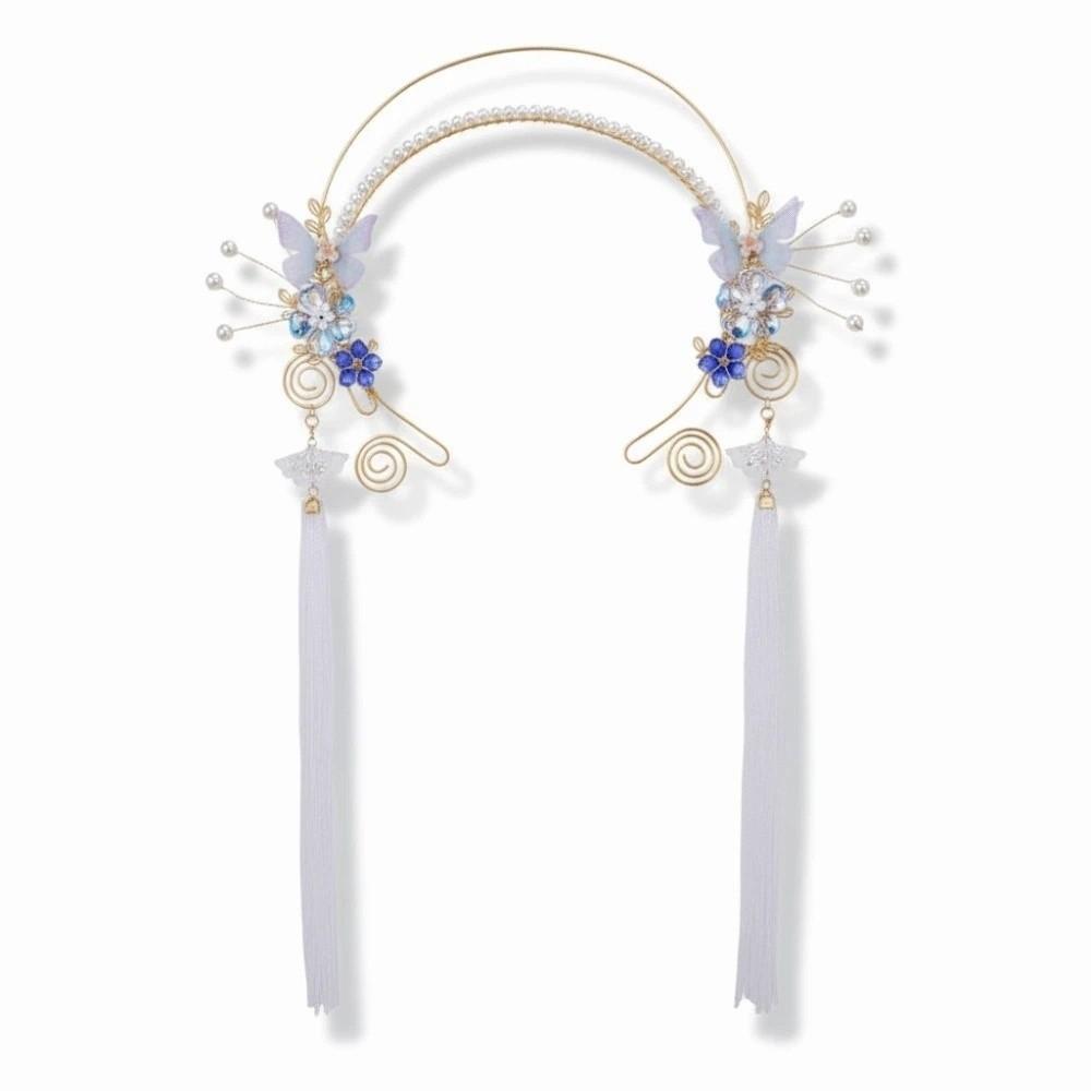 Crystal Chinese Ancient Hairband Beads Swaying Fairy Headwear Hanfu Tassel Hair Hoop  Cheongsam