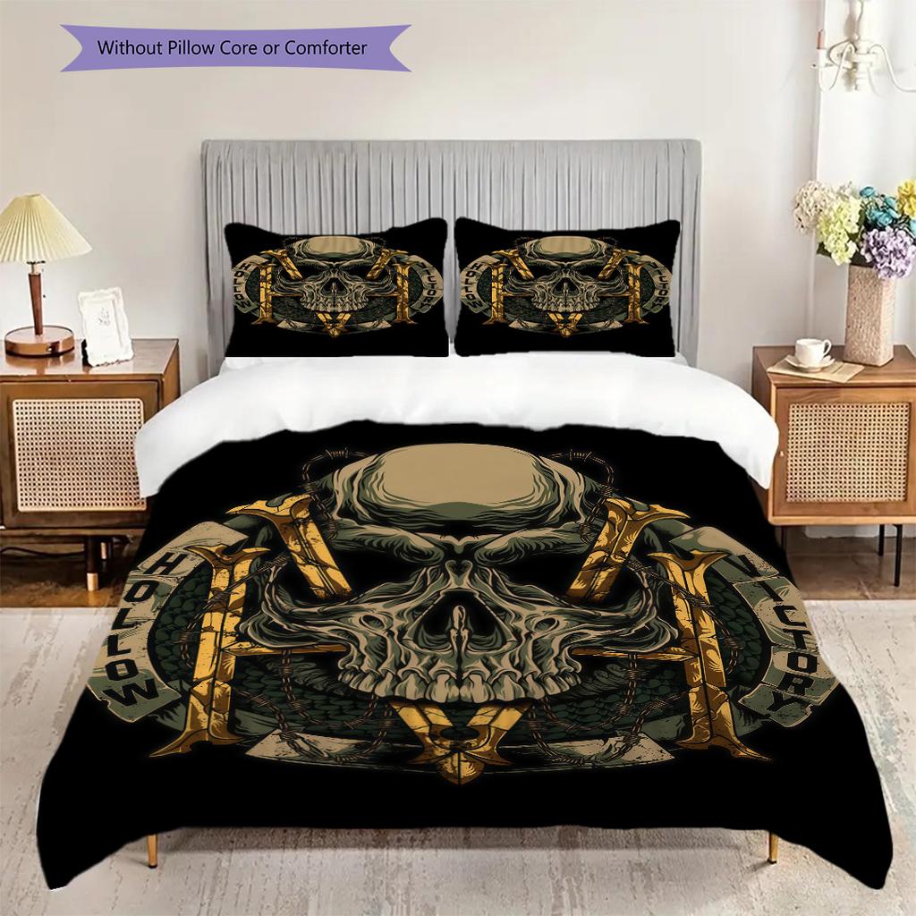 Skull Art Set Threepiece Set 1 Duvet Cover 2 Pillowcase Without Core Bedding Set Duvet Cover And Pillowcase Soft And Comfortable