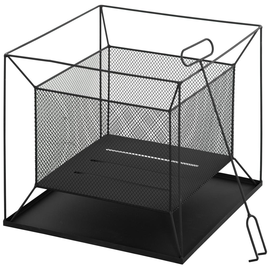 Fire Bowl Modern Fire Basket Rectangular Fire Pit for Garden Camping BBQ Metal Black 45 X 45 X 43 Cm
