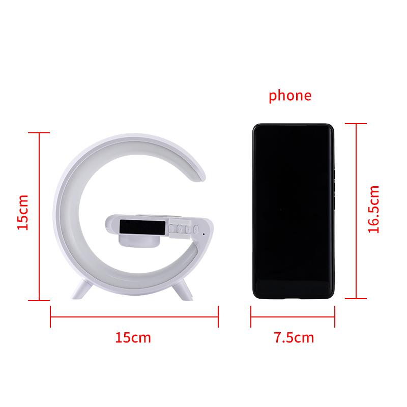 Estação doca de carregamento rápido sem fio, 15w, bluetooth, alto-falante, despertador, lâmpada de mesa, carregador de luz colorido rgb para smartphone