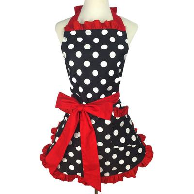 Apron for Women Cotton Polka Dot Korean Style Princess Adult Home Daily Kitchen Waist Apron Smock