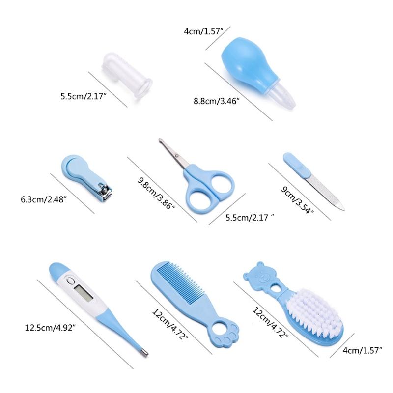 Baby Care Product 8-in-1 Grooming Kits Infant Healthcare Kit Newborn Haircomb Brush Finger Toothbrush Fever Thermometer